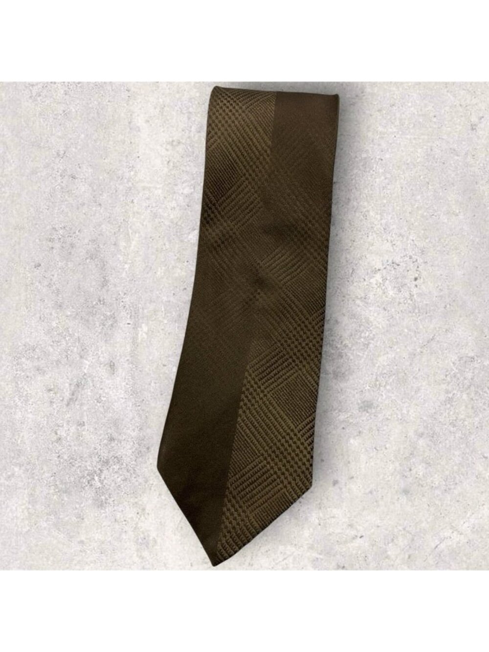 KENZO Silk Tie ITALY Changing Brown Gold Tartan W:3.6" EUC